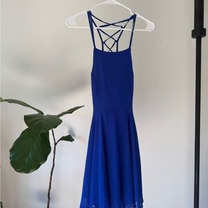 Elegant Blue Sleeveless Dress